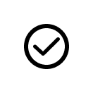 A black 2D outline of a circle with a checkmark in it.