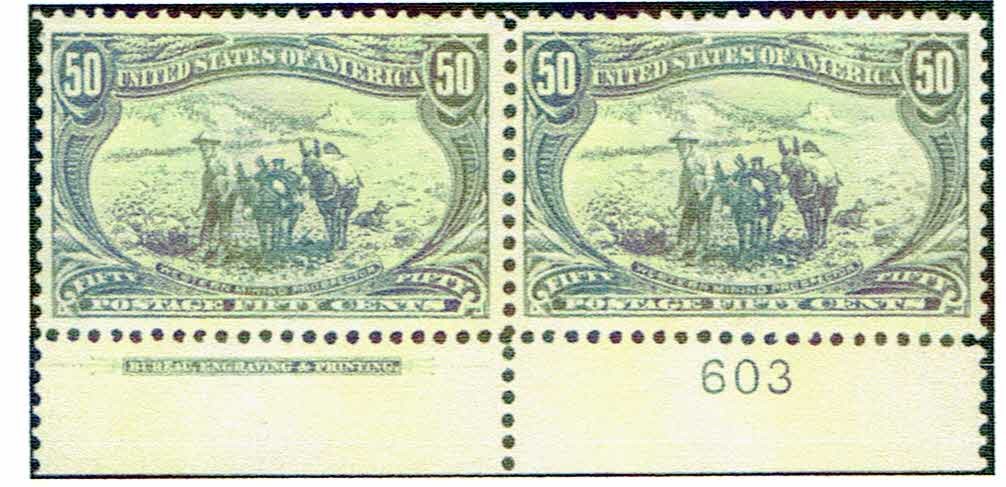 50 Cent Trans-Mississippi Imprint Plate Number Pair