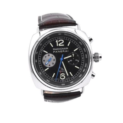 A brown leather Panerai Radiomir Sapphire Crystals watch.