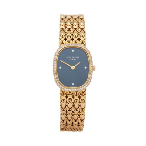 A watch patek philippe golden ellipse blue dial