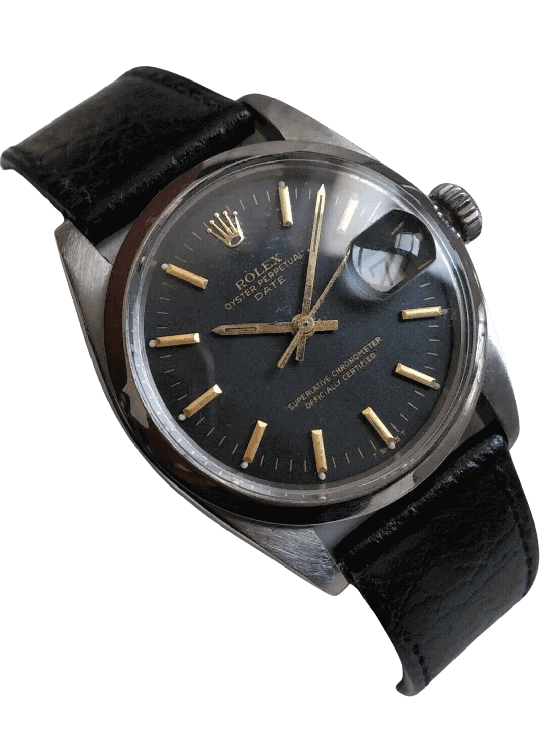 A Rolex-Oysterdate-Wristwatch with pibk dial.