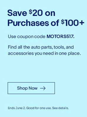 Save 20% on Purchases of $100+ | Use coupon code CMOTORS517. | Shop Now →