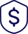 An icon of a badge with a dollar sign.