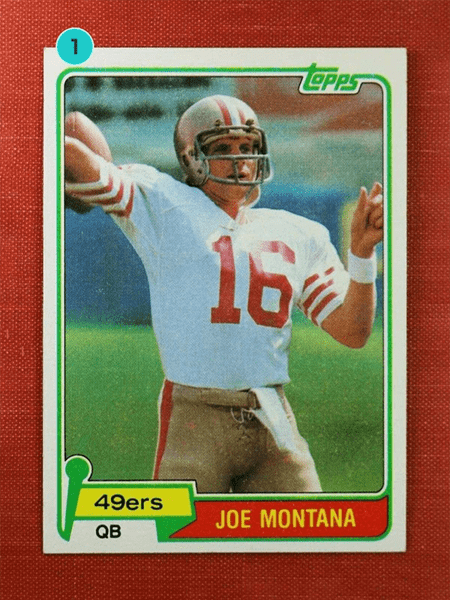 A Near Mint or Better condition football card with a minor sign of wear marked as 1.