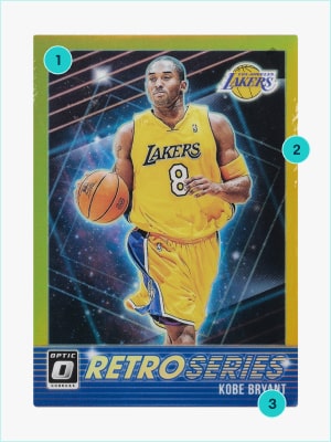 A Kobe card in Excellent condition on a gray background
