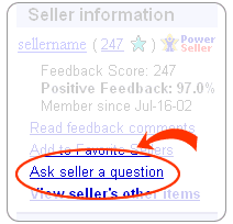 ask seller a question, seller information, ebay australia