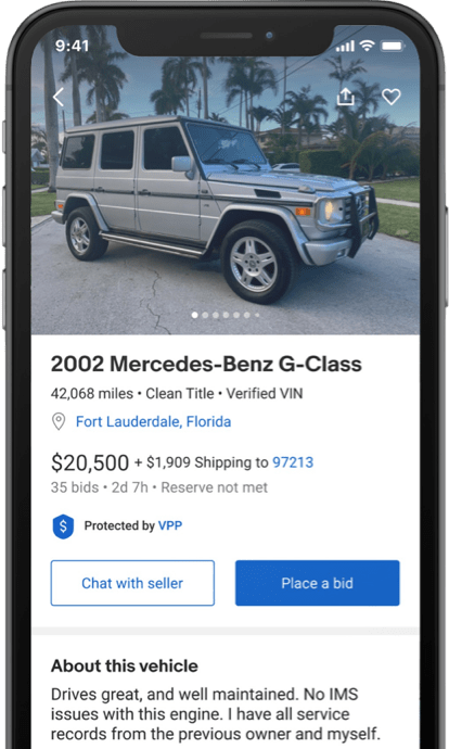 Smartphone showing a listing on the app.