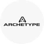 The Archetype logo, which is the brand name in black text. On top is a stylized letter 'A' in black.