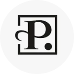 The letter P, for Perrelet, is in black inside a square with a period after it.
