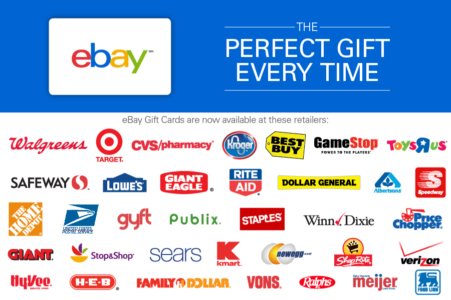 Buy eBay Gift Cards in Retail Stores