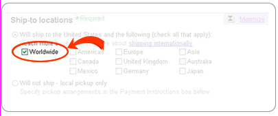 The Post-to locations section of the Sell your item form 