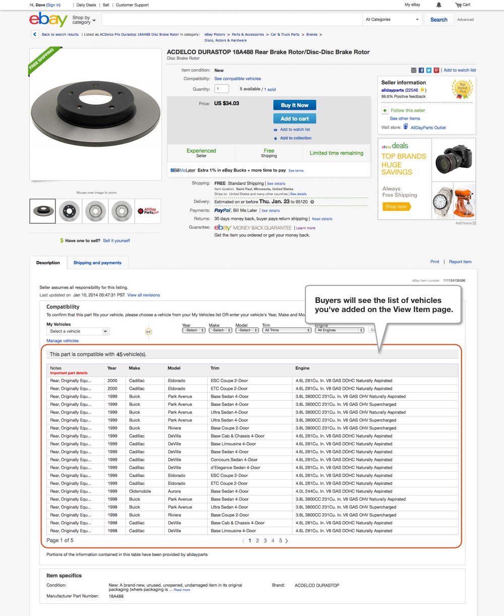 Parts Compatibility Listings eBay Motors