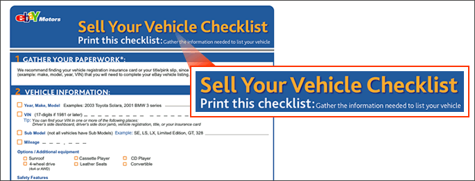 eBay Motors How to Sell a Vehicle