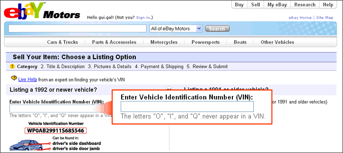 Motors - How to Sell a Vehicle - Describe the Vehicle