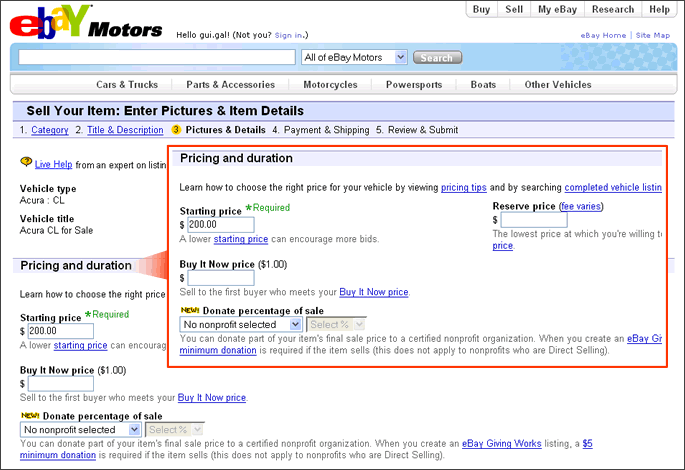 eBay Motors How to Sell a Vehicle