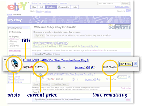 eBay My eBay for Guests