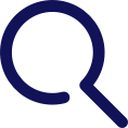 Blue magnifying glass icon.