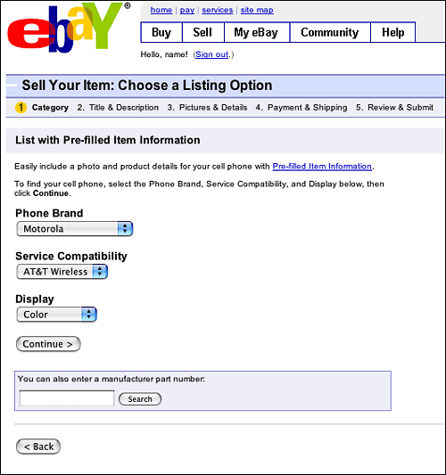 Sell Your Item: Select Your Cell Phone