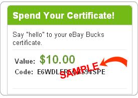 Ebay Bucks Certificate Redemption - 