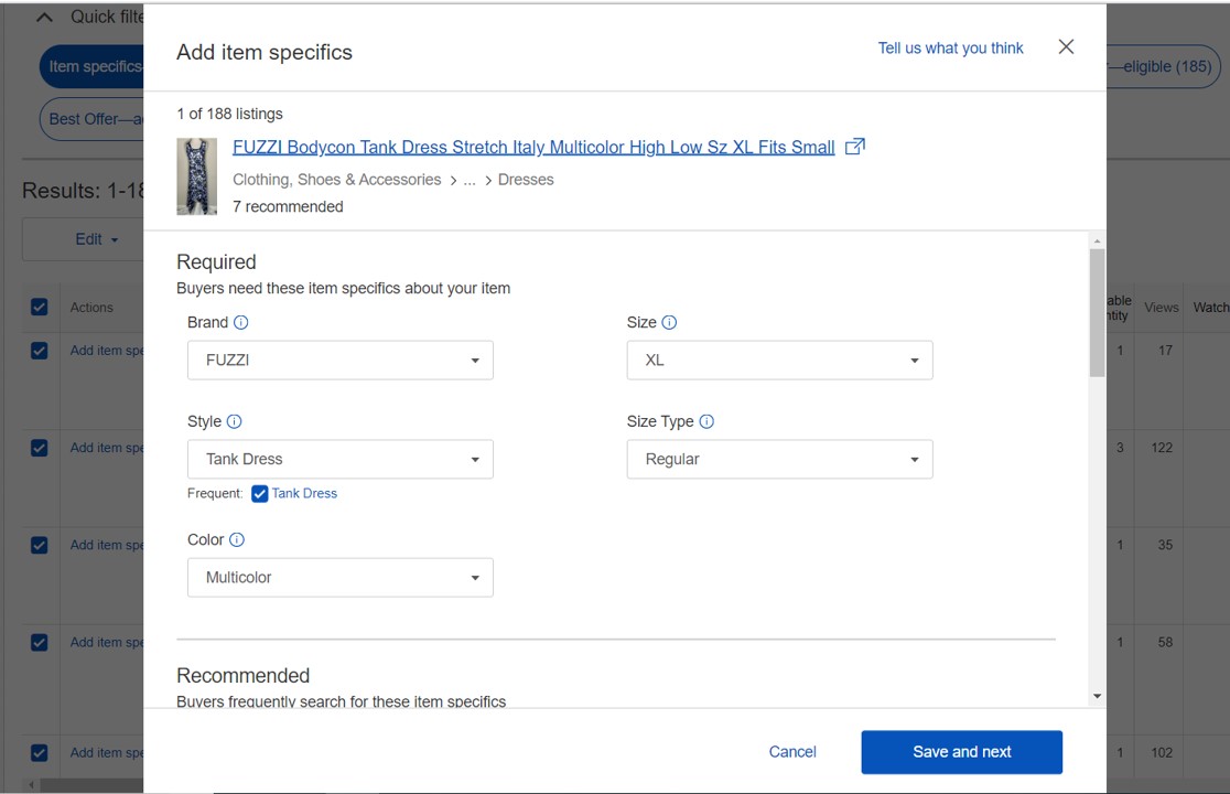Item Specifics