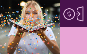 lady blowing confetti