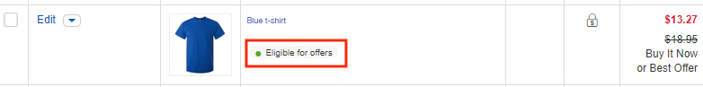 Screenshot of a listing marked eligible for offers