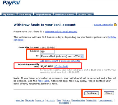 Limit withdrawal paypal max If I