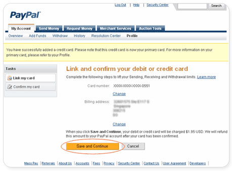 paypal credit card statement