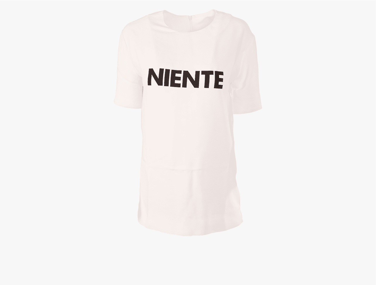 White 'Niente' t-shirt from Moschino's runway mobile