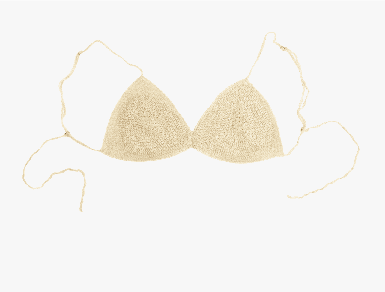 Cream crochet bikini top from Kallmeyer's runway mobile