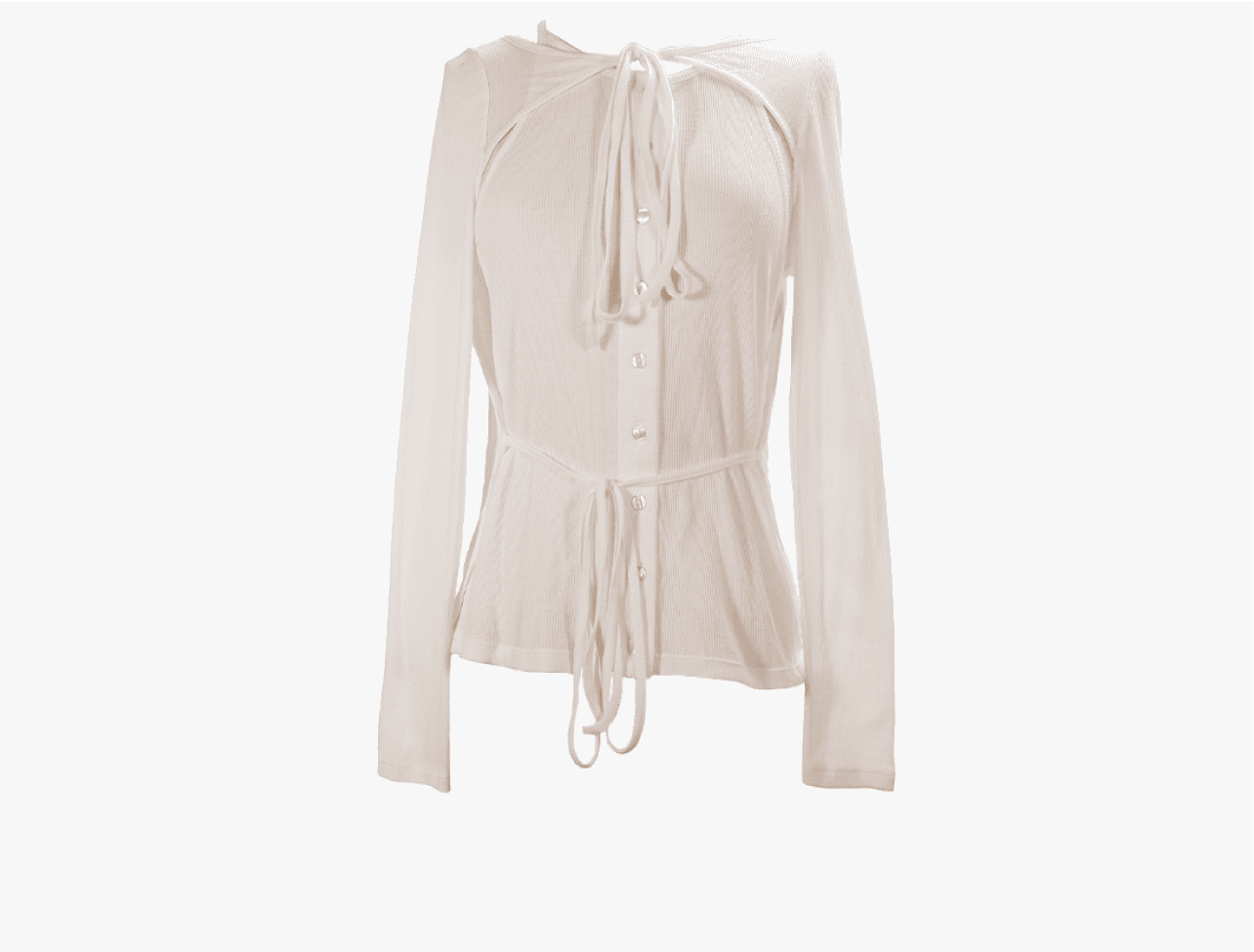 White blouse from Eckhaus Latta's runway mobile