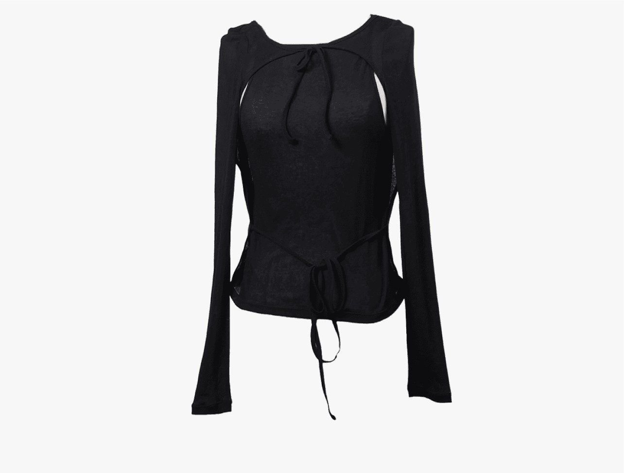 Black blouse from Eckhaus Latta's runway mobile