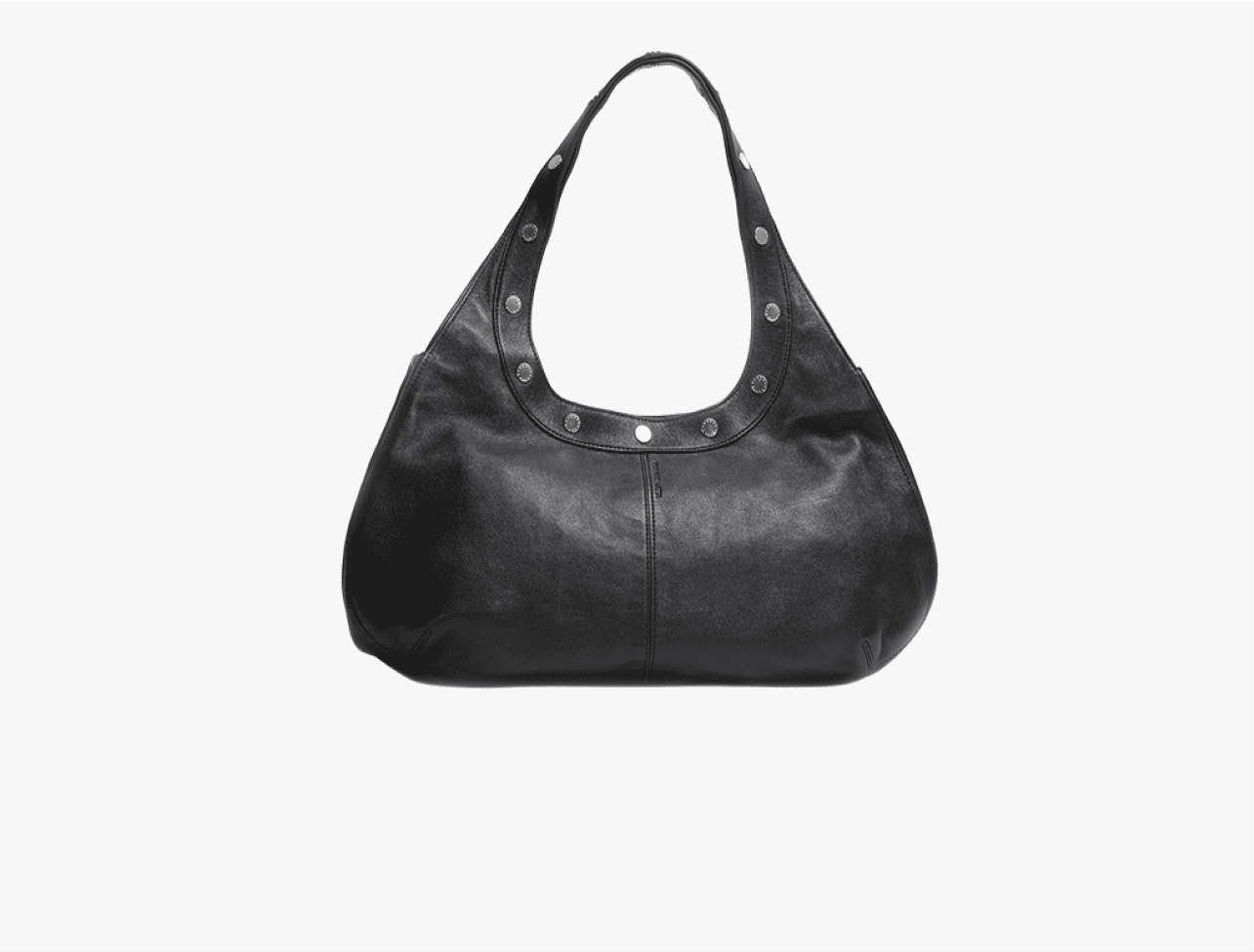 Black leather shoulder bag from Eckhaus Latta's runway mobile