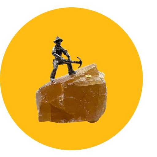 Pewter Gold Prospector w Gold Nugget