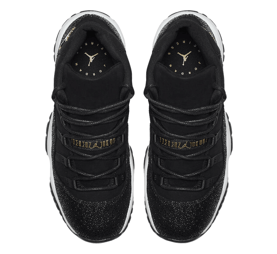 jordan 11 gold and black shoes