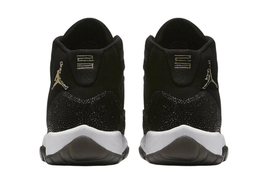 jordan 11 gold and black shoes