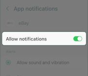 Tap on notifications and turn on allow notifications