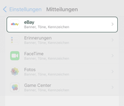 Tippe auf „Mitteilungen“ und anschließend auf „eBay“