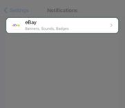 Tap on notifications and select eBay