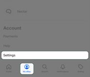 Open the eBay app, log in, and tap on My eBay