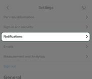 Go to settings and select notifications