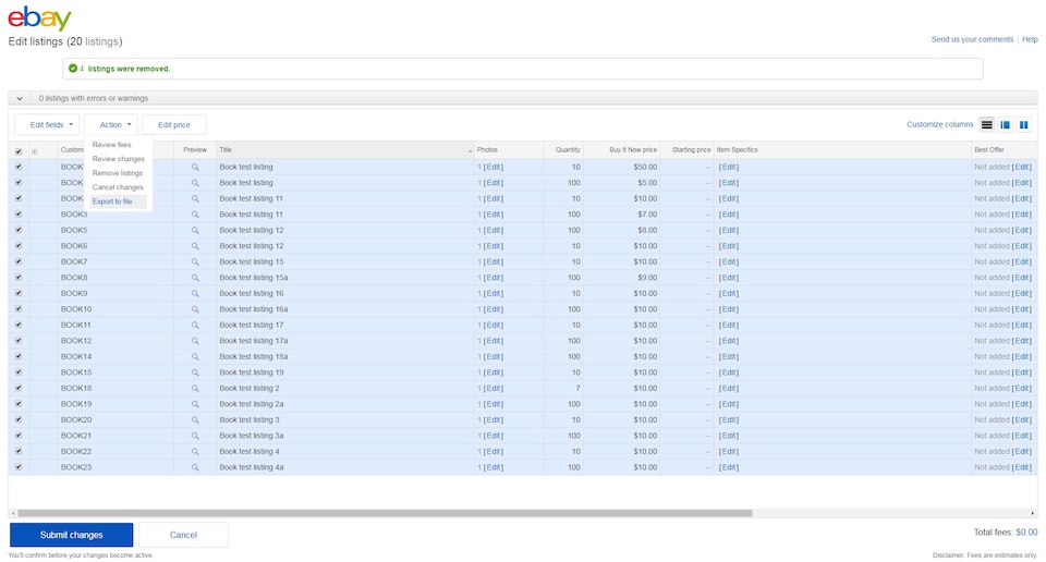 Choose Export to CSV. You can then open the file and copy the item IDs into your Volume pricing promotion
