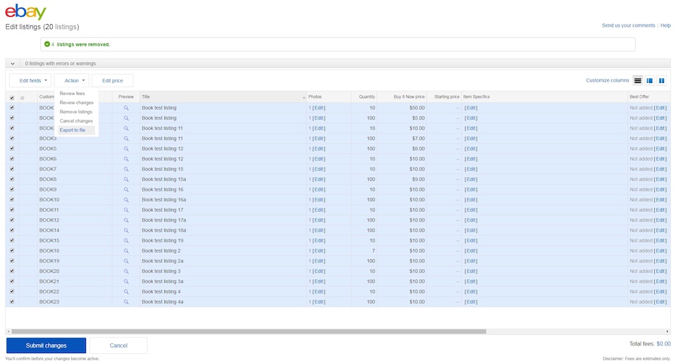 how do i bulk edit my ebay listings