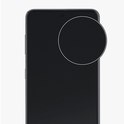 Der schwarze Bildschirm eines Smartphones