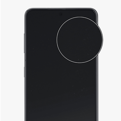 Der schwarze Bildschirm eines Smartphones mit minimalen Gebrauchsspuren
