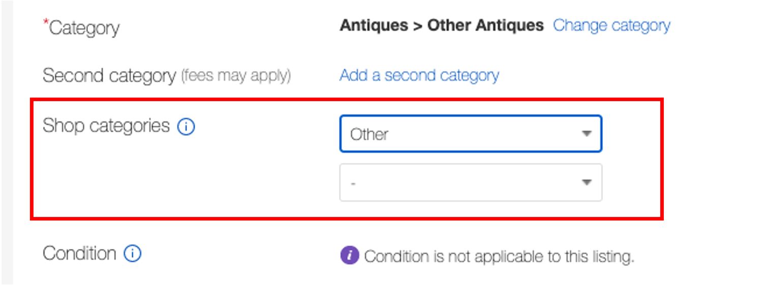 Assign the category using the drop-down menu.