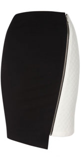 New Jane Norman Womens Black Monochrome Asymmetric Zip Quilted Panel Mini Skirt