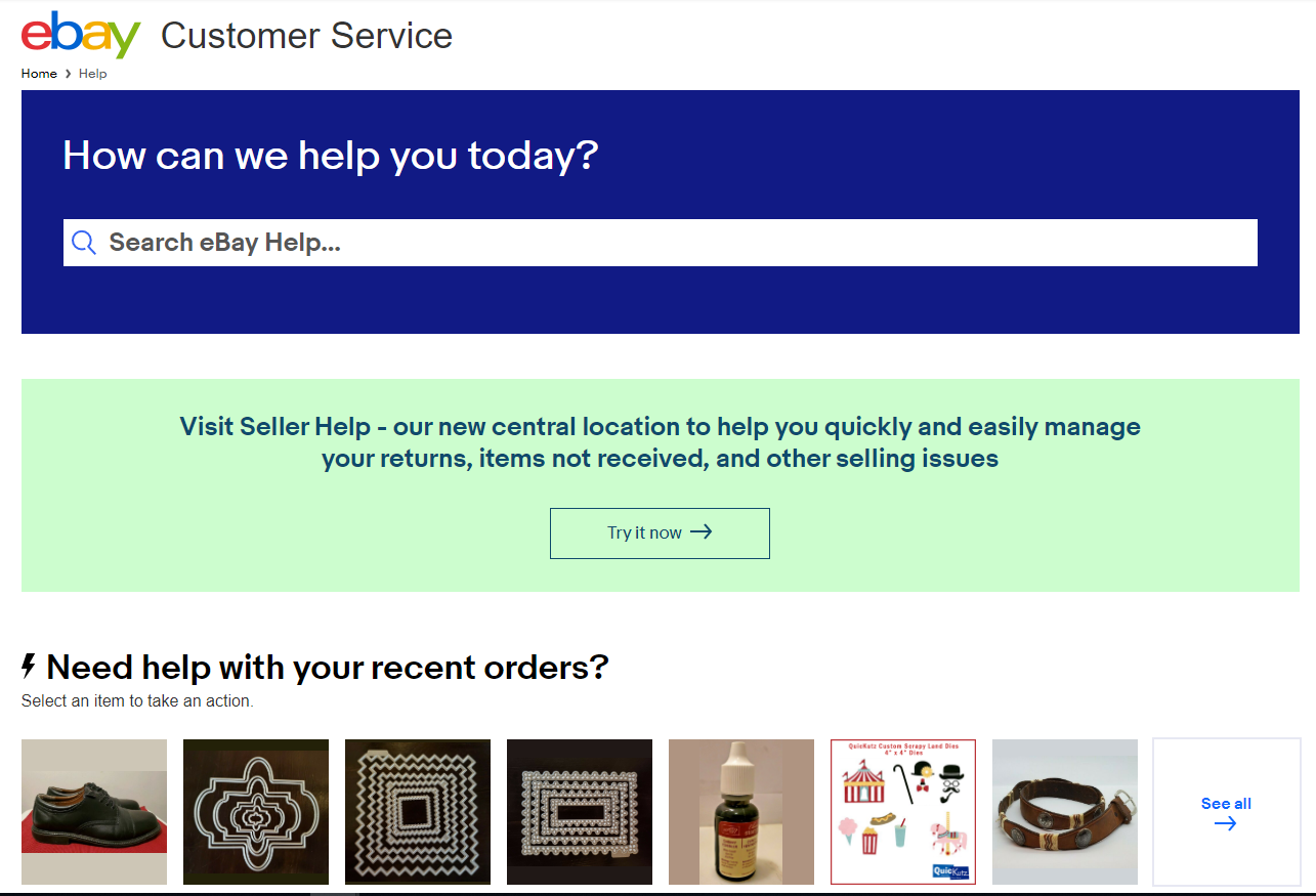 Screenshot of Customer Service page. A button is visible that says "Try it now"