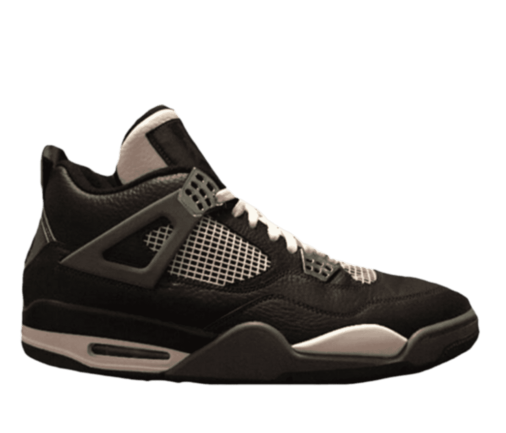 A black, cream, and green player exclusive high-top sneaker.