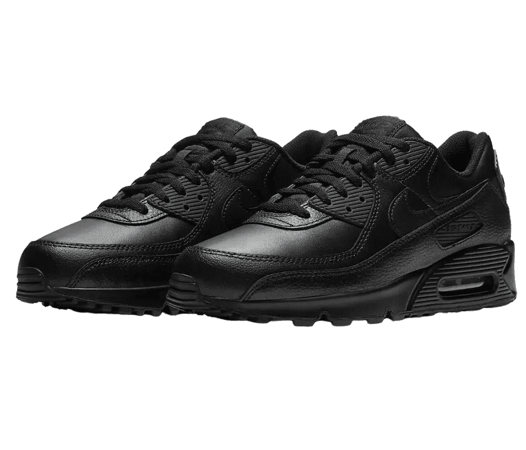 A pair of Nike Air Max 90 LTR sneakers in all-black.